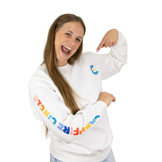 Campfire Circle Logo White Crewneck
