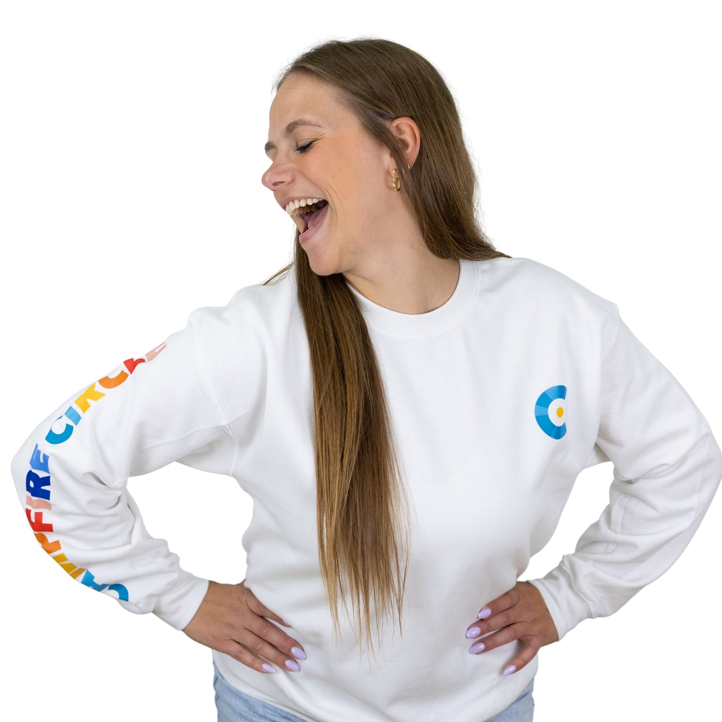 Campfire Circle Logo White Crewneck