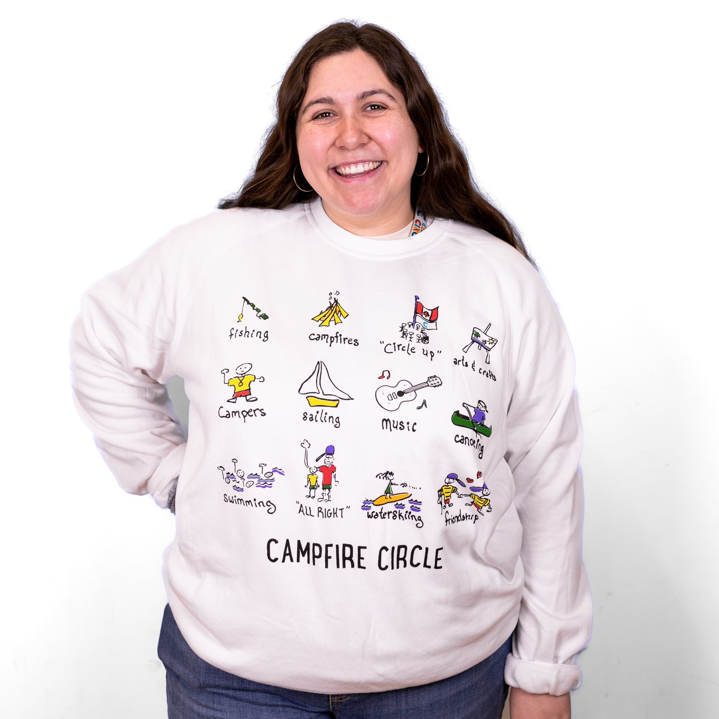 Retro Camp White Crewneck